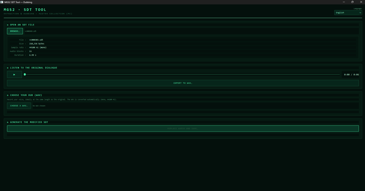 SDT Tool for MGS2MC Better Audio Mod